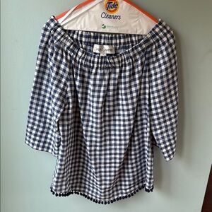 Sara Campbell Navy and White Gingham Blouse